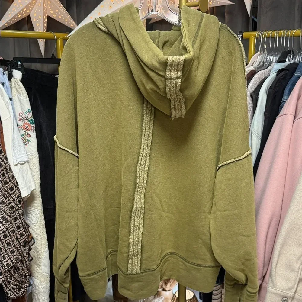 Free People We the Free Palm Springs Embroidered Hoodie in Fir Green